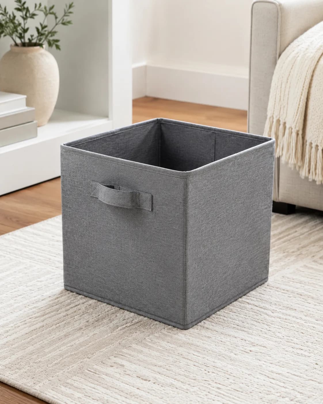 After example of a cleaner fabric storage basket listing candidate