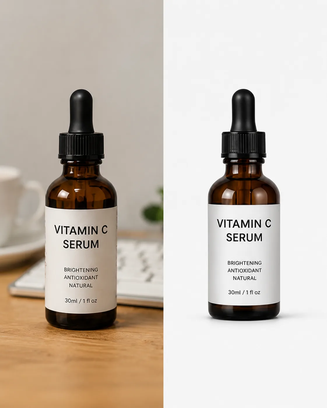 Comparison example for a vitamin C serum bottle