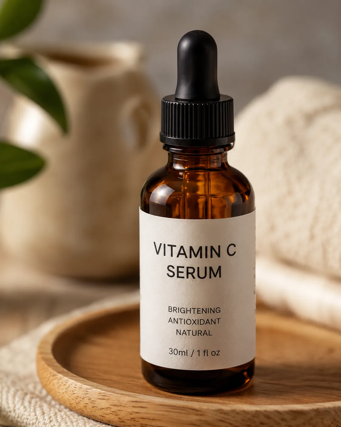 Detail close-up example for a vitamin C serum bottle